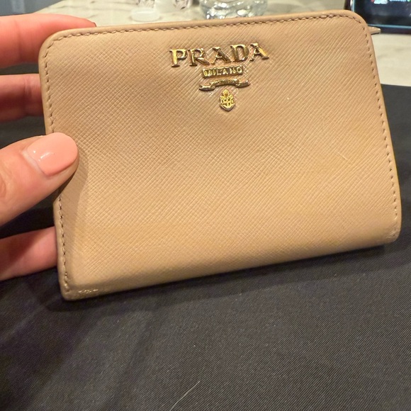 Prada Tan Saffiano Leather Compact Small Wallet - Picture 1 of 16